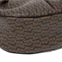 Pre Owned Aigner Brown Monogram Coated Canvas and Leather Hobo