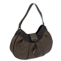 Pre Owned Aigner Brown Monogram Coated Canvas and Leather Hobo