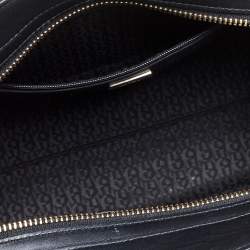 Pre Owned Aigner Black/White Coated Canvas and Leather Turn Lock Satchel