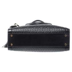 مملوكة مسبقًا Aigner Dark Blue Signature Embossed Leather Cavallina Tote