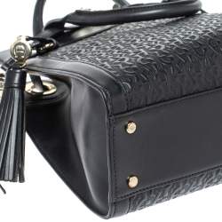 مملوكة مسبقًا Aigner Dark Blue Signature Embossed Leather Cavallina Tote