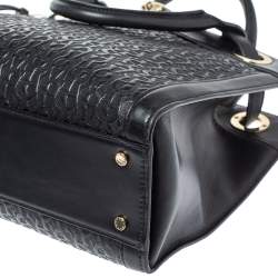 مملوكة مسبقًا Aigner Dark Blue Signature Embossed Leather Cavallina Tote