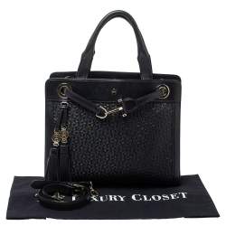 مملوكة مسبقًا Aigner Dark Blue Signature Embossed Leather Cavallina Tote