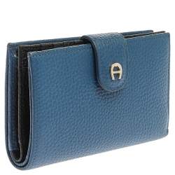 Pre Owned Aigner Blue Leather Diadora Compact Wallet