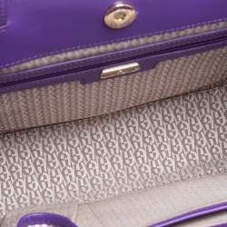 Pre Owned حقيبة يد أيغنر كافالينا جلد مطبوع شعار الماركة بارز بنفسجي