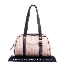 Pre Owned Aigner Brown Nylon and Leather Trim Signature Print Travel Collection Mini Satchel