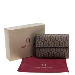 Aigner Brown Signature Coated Canvas French Wallet