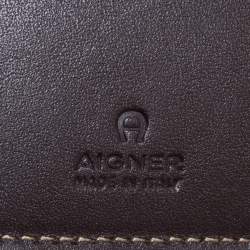 Aigner Brown Signature Coated Canvas French Wallet