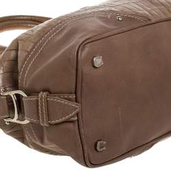 Pre Owned Aigner Brown Croc Embossed Leather Buckle Flap Dome Satchel