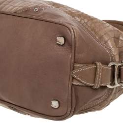 Pre Owned Aigner Brown Croc Embossed Leather Buckle Flap Dome Satchel