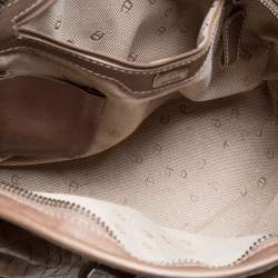 Pre Owned Aigner Brown Croc Embossed Leather Buckle Flap Dome Satchel