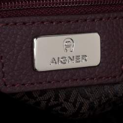 مملوكة مسبقًا حقيبة كتف أيغنر سحاب جلد عنابية