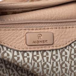 Aigner Beige/Pink Signature Coated Canvas and Leather Bow Tote