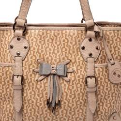 Aigner Beige/Pink Signature Coated Canvas and Leather Bow Tote