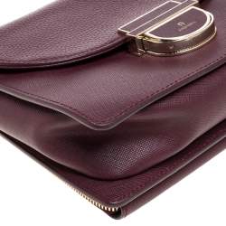 Pre Owned حقيبة كتف أيغنر قلاب جلد عنابية