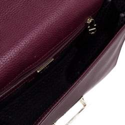 Pre Owned حقيبة كتف أيغنر قلاب جلد عنابية