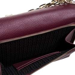 Pre Owned حقيبة كتف أيغنر قلاب جلد عنابية