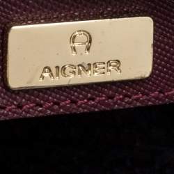 Pre Owned حقيبة كتف أيغنر قلاب جلد عنابية