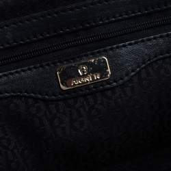 Aigner Black Signature Coated Canvas And Leather Tassel Top Handle Bag