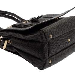 Aigner Black Signature Coated Canvas And Leather Tassel Top Handle Bag