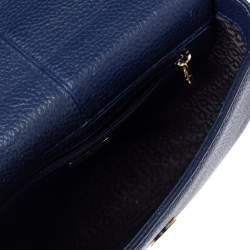 Pre Owned Aigner Blue Grained Leather Mini Pina Crossbody Bag