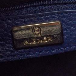 Pre Owned Aigner Blue Grained Leather Mini Pina Crossbody Bag