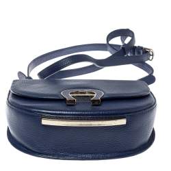 Pre Owned Aigner Blue Grained Leather Mini Pina Crossbody Bag