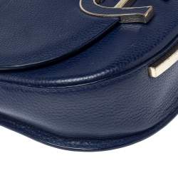 Pre Owned Aigner Blue Grained Leather Mini Pina Crossbody Bag