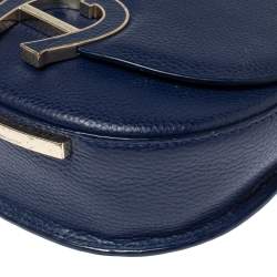 Pre Owned Aigner Blue Grained Leather Mini Pina Crossbody Bag