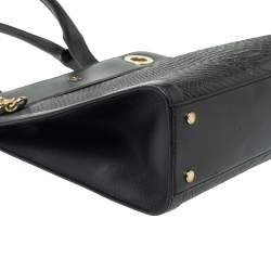 مملوكة مسبقًا Aigner Black Python Embossed Leather Cavallina Top Handle Bag