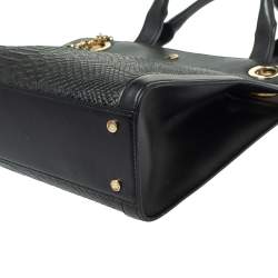مملوكة مسبقًا Aigner Black Python Embossed Leather Cavallina Top Handle Bag