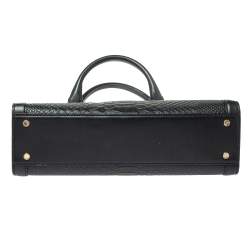 مملوكة مسبقًا Aigner Black Python Embossed Leather Cavallina Top Handle Bag