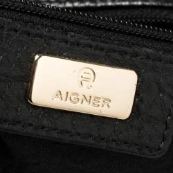 Aigner Black Signature Canvas and Leather Satchel