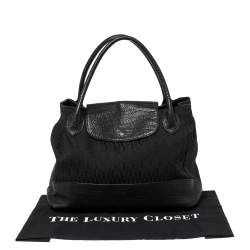 Aigner Black Signature Canvas and Leather Satchel