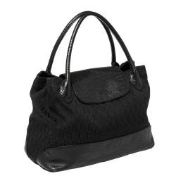 Aigner Black Signature Canvas and Leather Satchel