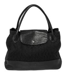 Aigner Black Signature Canvas and Leather Satchel