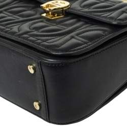 Pre Owned Aigner Black Signature Leather Genoveva Top Handle Bag