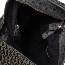 مملوكة مسبقًا حقيبة هوبو إيغنر جلد وكانفاس شهير سوداء / رمادية