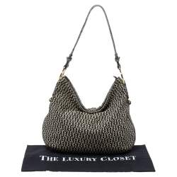 مملوكة مسبقًا حقيبة هوبو إيغنر جلد  وكانفاس شهير سوداء / رمادية