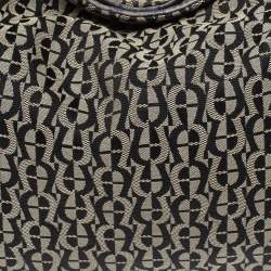 مملوكة مسبقًا حقيبة هوبو إيغنر جلد وكانفاس شهير سوداء / رمادية