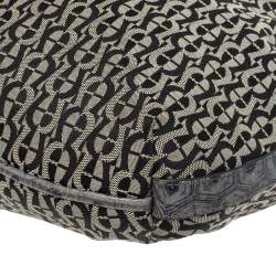 مملوكة مسبقًا حقيبة هوبو إيغنر جلد وكانفاس شهير سوداء / رمادية