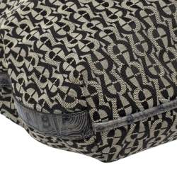 مملوكة مسبقًا حقيبة هوبو إيغنر جلد وكانفاس شهير سوداء / رمادية