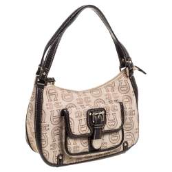 مملوكة مسبقًا Aigner Monogram Canvas And Leather Front Pocket Baguette Shoulder Bag