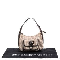 مملوكة مسبقًا Aigner Monogram Canvas And Leather Front Pocket Baguette Shoulder Bag