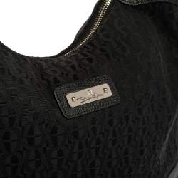 Aigner Black Signature Canvas and Lizard Embossed Leather Hobo