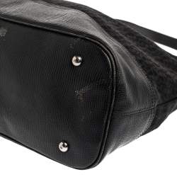 Aigner Black Signature Canvas and Lizard Embossed Leather Hobo