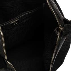 Aigner Black Signature Canvas and Lizard Embossed Leather Hobo