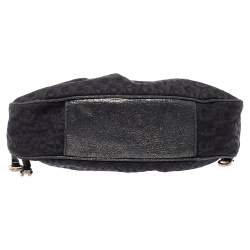 Pre Owned Aigner Black Signature Canvas and Shimmer Nubuck Leather Logo Handle Hobo