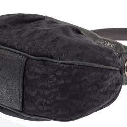 Pre Owned Aigner Black Signature Canvas and Shimmer Nubuck Leather Logo Handle Hobo