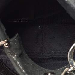 Pre Owned Aigner Black Signature Canvas and Shimmer Nubuck Leather Logo Handle Hobo